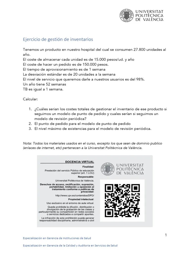 Ejercicio De Gestión De Inventarios | PDF