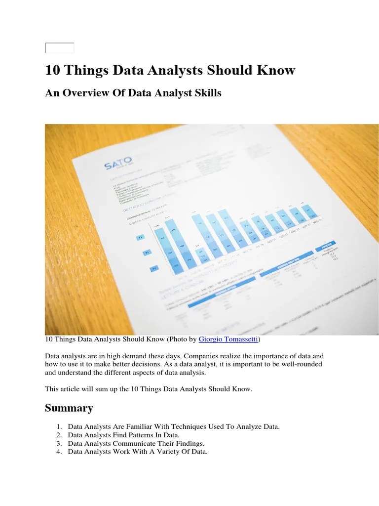 10 Things Data Analysts Should Know | PDF | Data Analysis ...