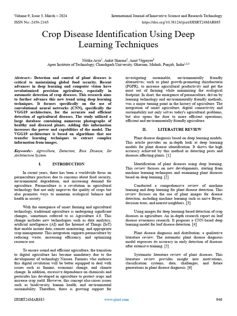 Crop Disease Identification Using Deep Learning Techniques | PDF | Deep Learning | Agriculture