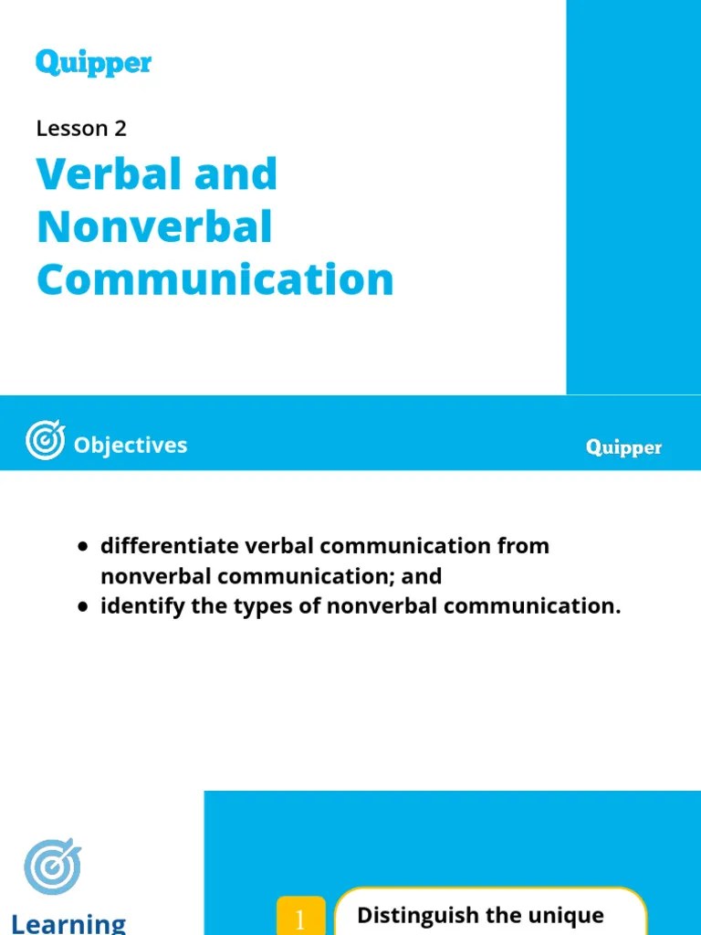 Oral Communication Unit 1 Lesson 2 Verbal And Nonverbal Communication | PDF