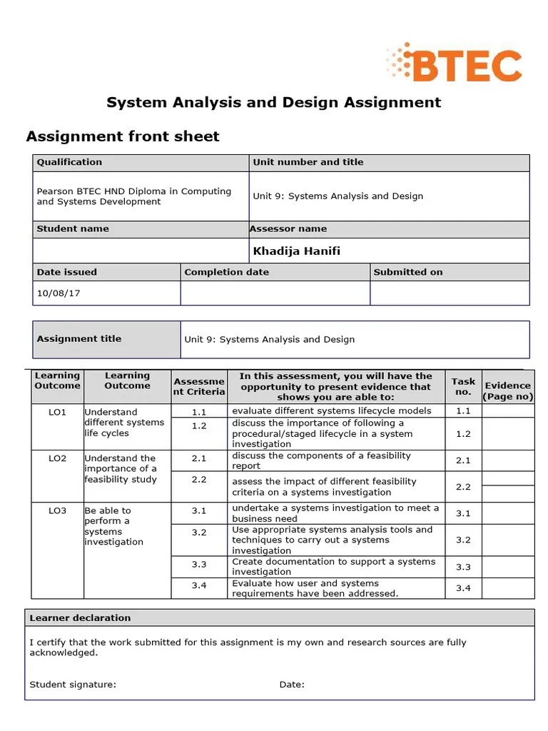 System Analysis And Design Assignment | PDF | Cognition
