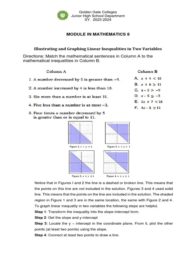 Module In Mathematics 8 | PDF | Mathematical Relations | Mathematical ...