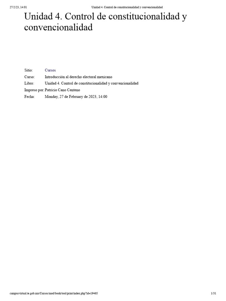 Unidad 4. Control De Constitucionalidad Y Convencionalidad | PDF | Constitución | Justicia