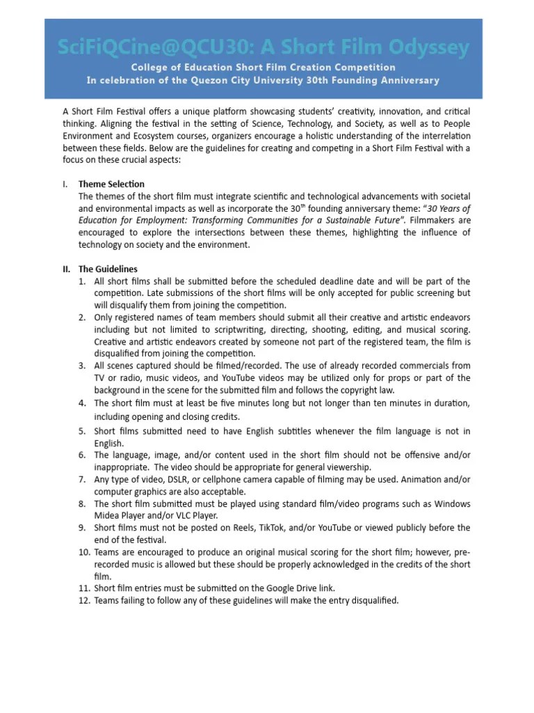 SciFiQCine Short Film Guidelines | PDF