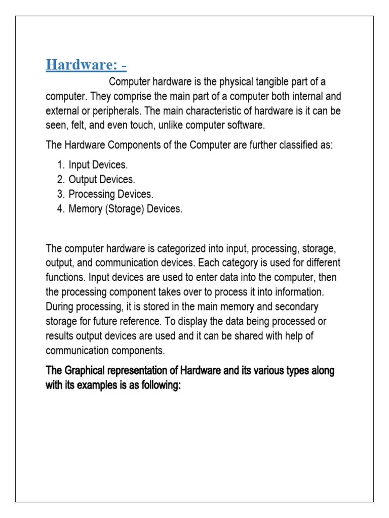 Hardware Components Classification | PDF