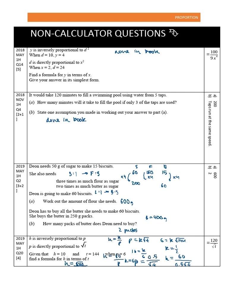 Proportion GCSE Exam Questions (AutoRecovered) | PDF