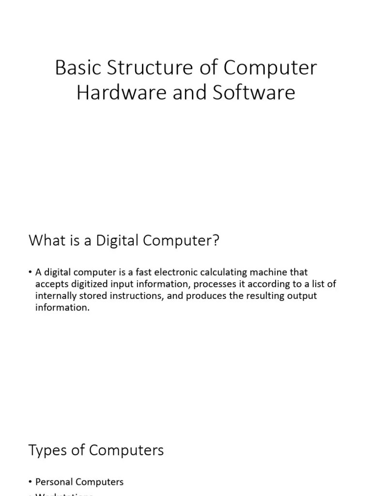 Basic Structure Of Computer Hardware And Software | PDF | Computer Data ...