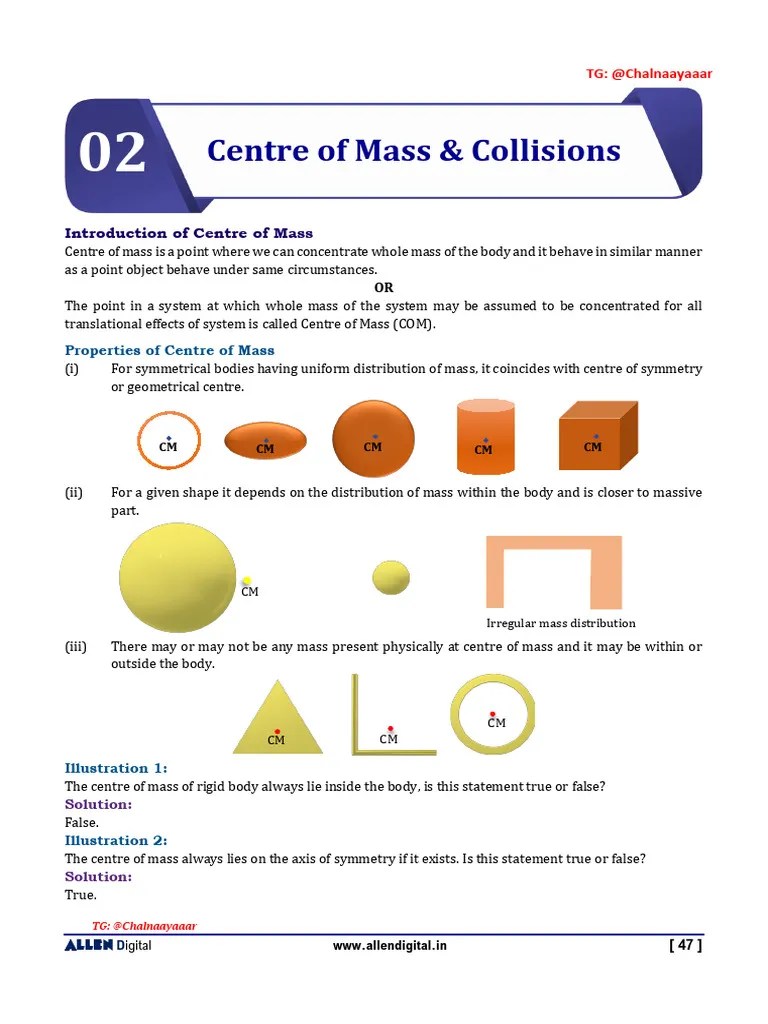 Centre Of Mass & Collision | PDF