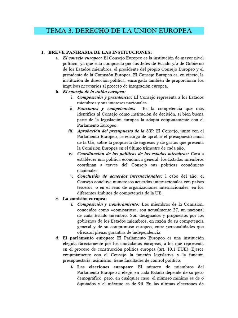Tema 3. Derecho De La Union Europea | PDF
