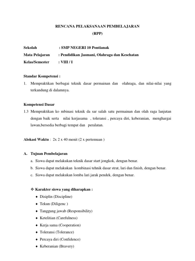 Vii / 1 (ganjil )mata . Rpp Atletik Sprint Berkarakter Pdf