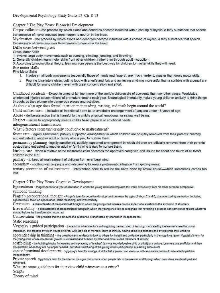 Developmental Psychology Study Guide 2 | PDF