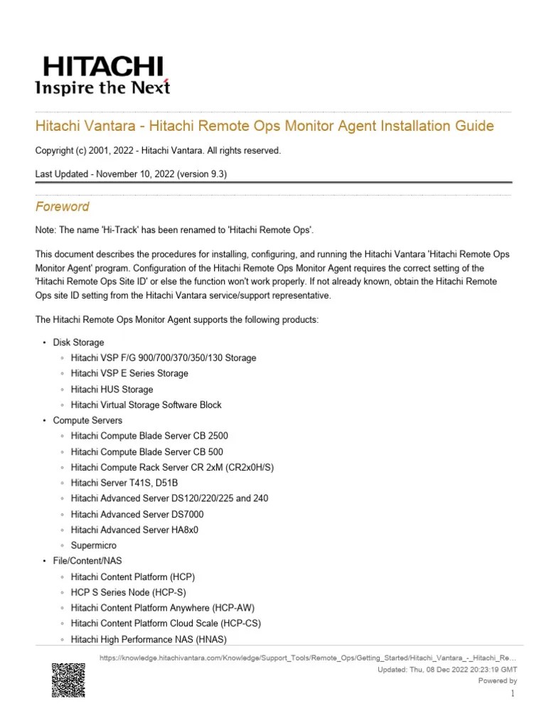 Hitachi Remote Ops Monitor Agent Installation Guide | PDF | Computers