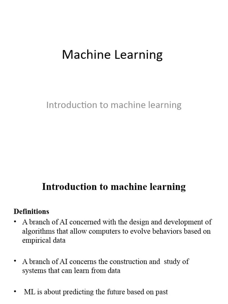Introduction To Machine Learning | PDF | Machine Learning | Applied ...