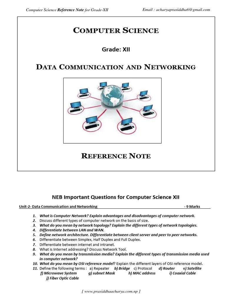 NEB Class 12 Computer Data Communication And Networking Notes | PDF ...