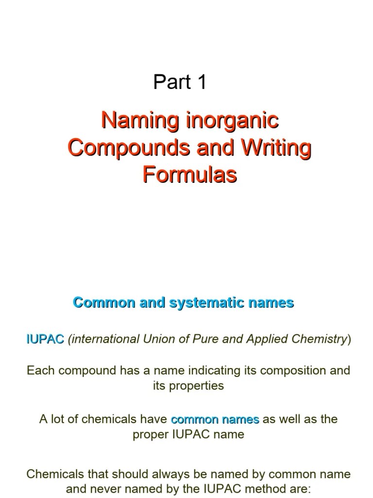 Naming Inorganic Compounds | PDF | Chemical Compounds | Sulfate