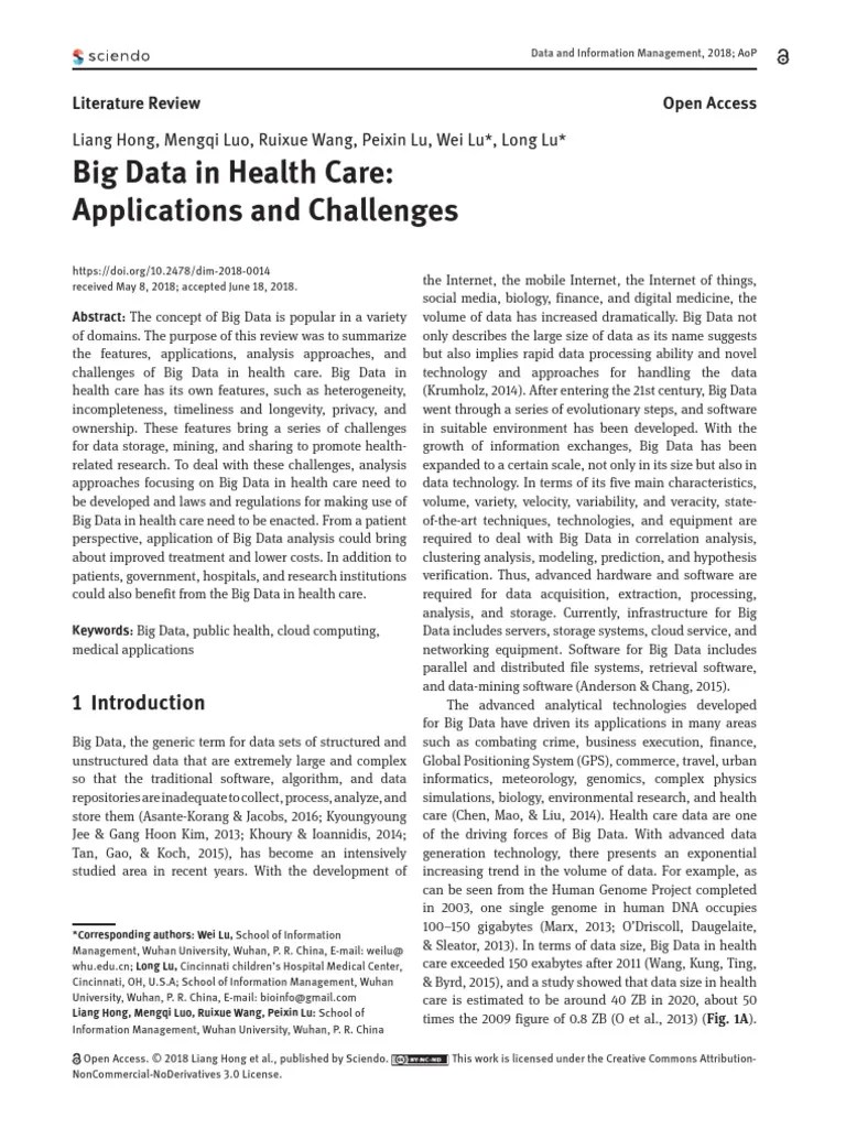 Big Data In Health Care Applications And Challenge | PDF | Electronic ...