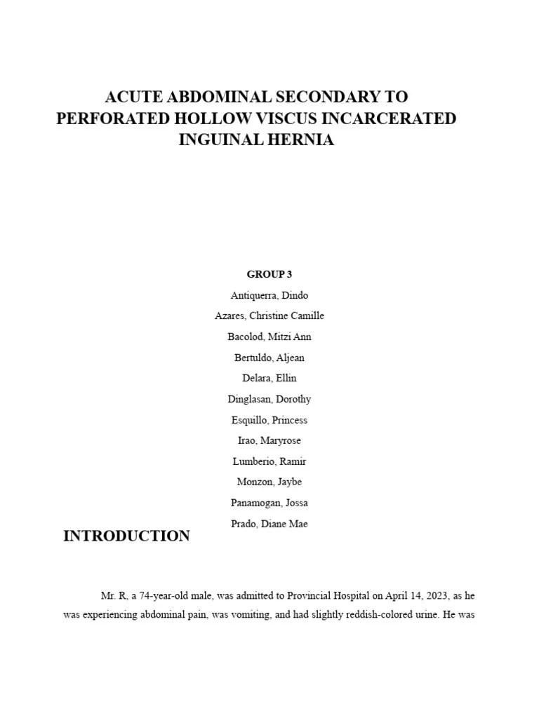 Group 3 Case Presentation Inguinal Hernia | PDF | Digestion | Human Body