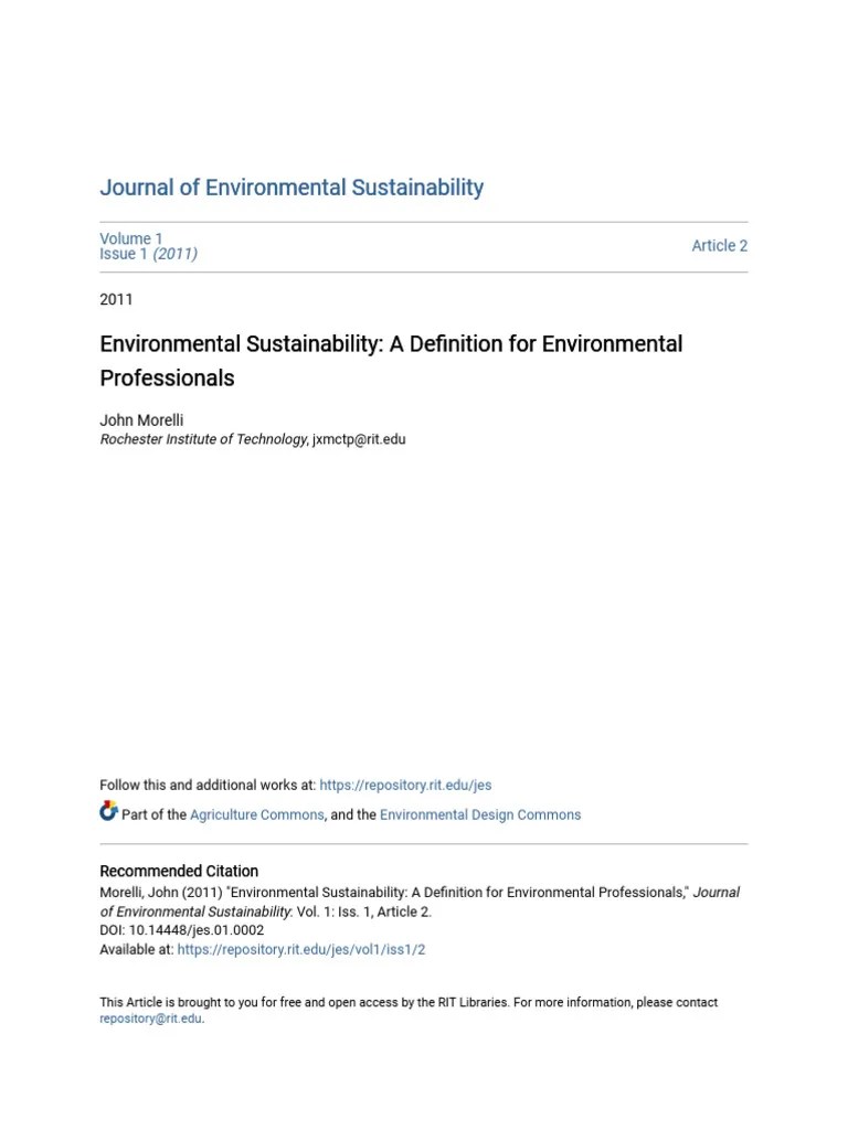 Environmental Sustainability - A Definition For Environmental ...