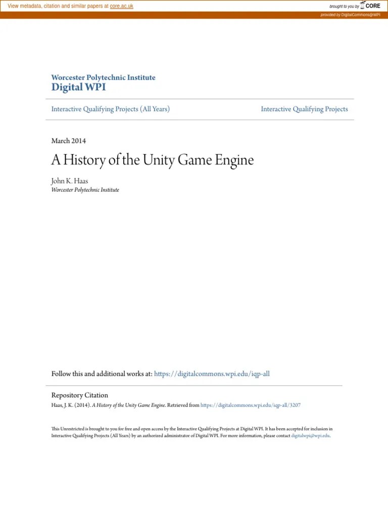 A History Of The Unity Game Engine | Download Free PDF | Unity (Game ...