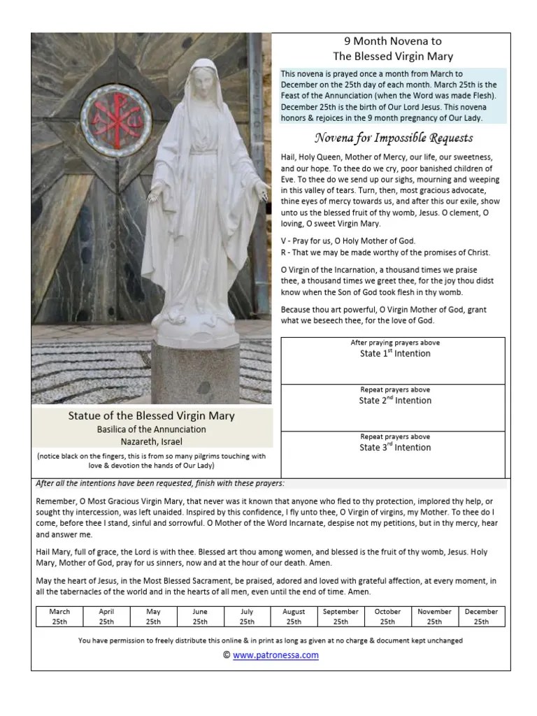 9 Month Novena | PDF | Mary, Mother Of Jesus | Christian Worship And ...