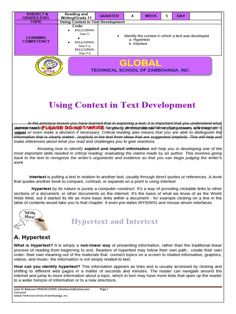 Reading And Writing Module 5 | PDF | Intertextuality