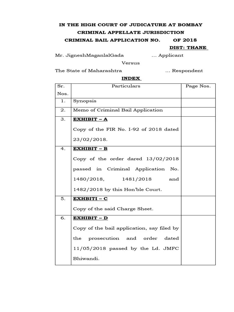 Bail Application | PDF | Bail | Arrest