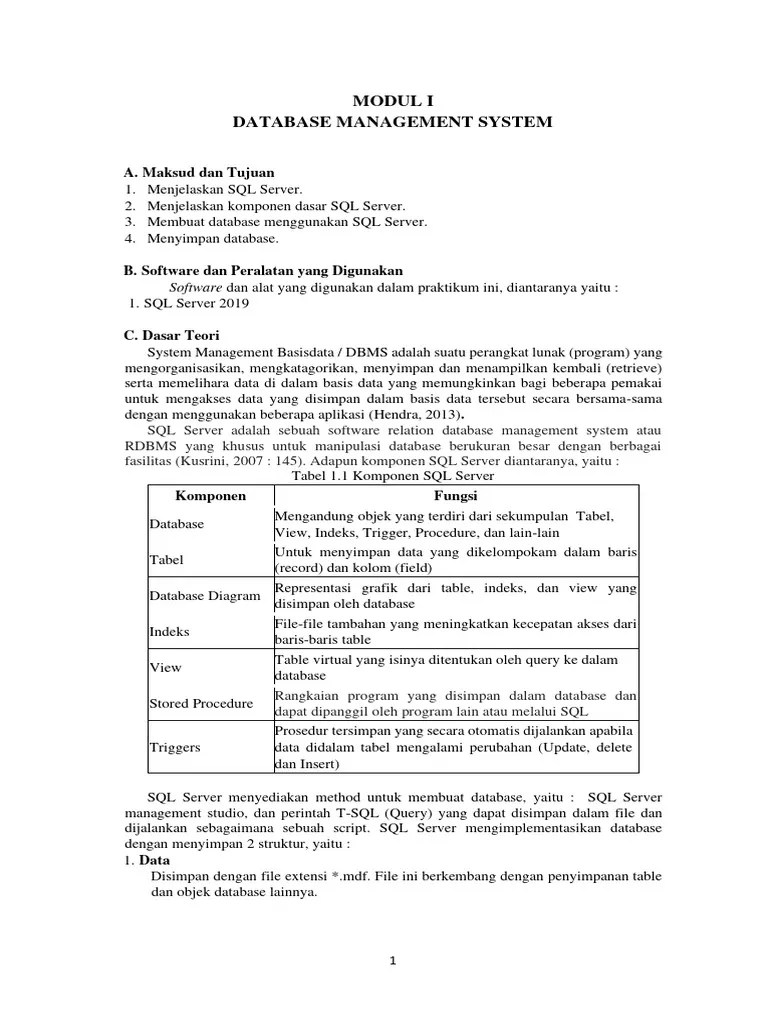 Modul 1 [Praktikum Sistem Dan Teknologi Basis Data - TI] | PDF