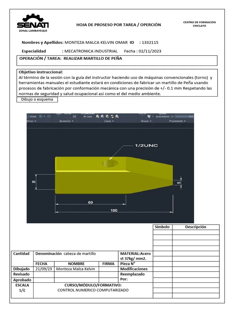 Entregale CNC Senati | Descargar Gratis PDF | Control Numerico | Perforar