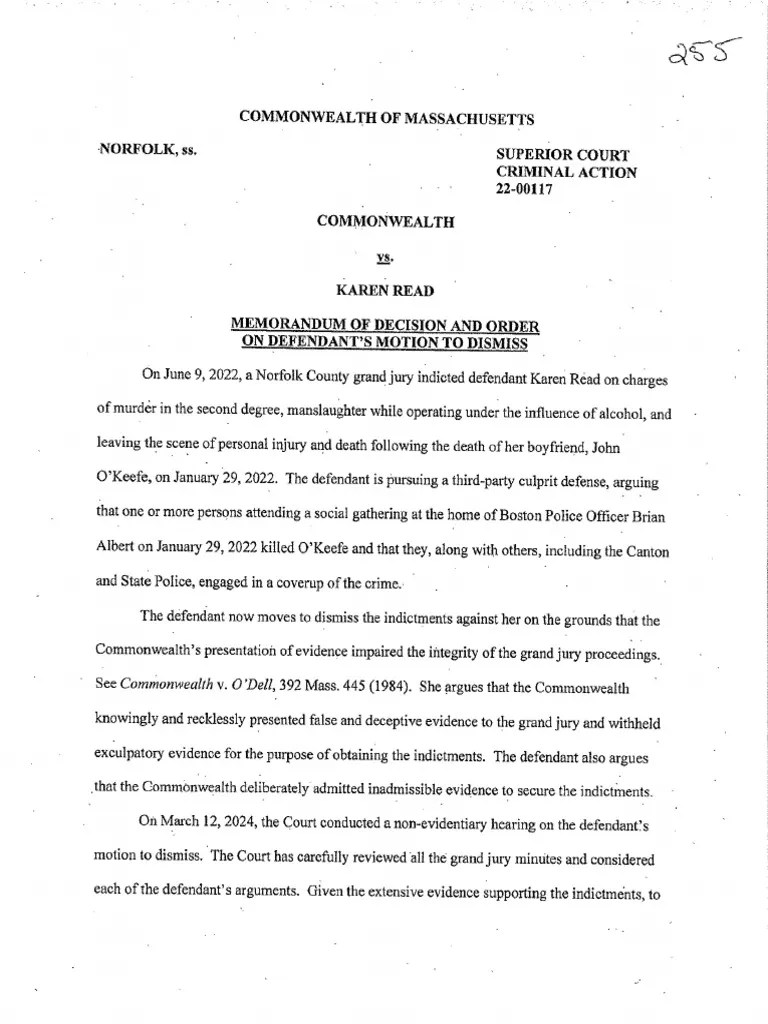 Karen Read: Motion To Dismiss Case Denied | PDF