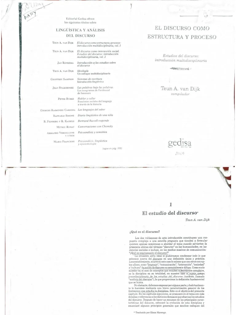 El Discurso Como Estructura Y Proceso - Cap. 1 El Estudio Del Discurso | PDF