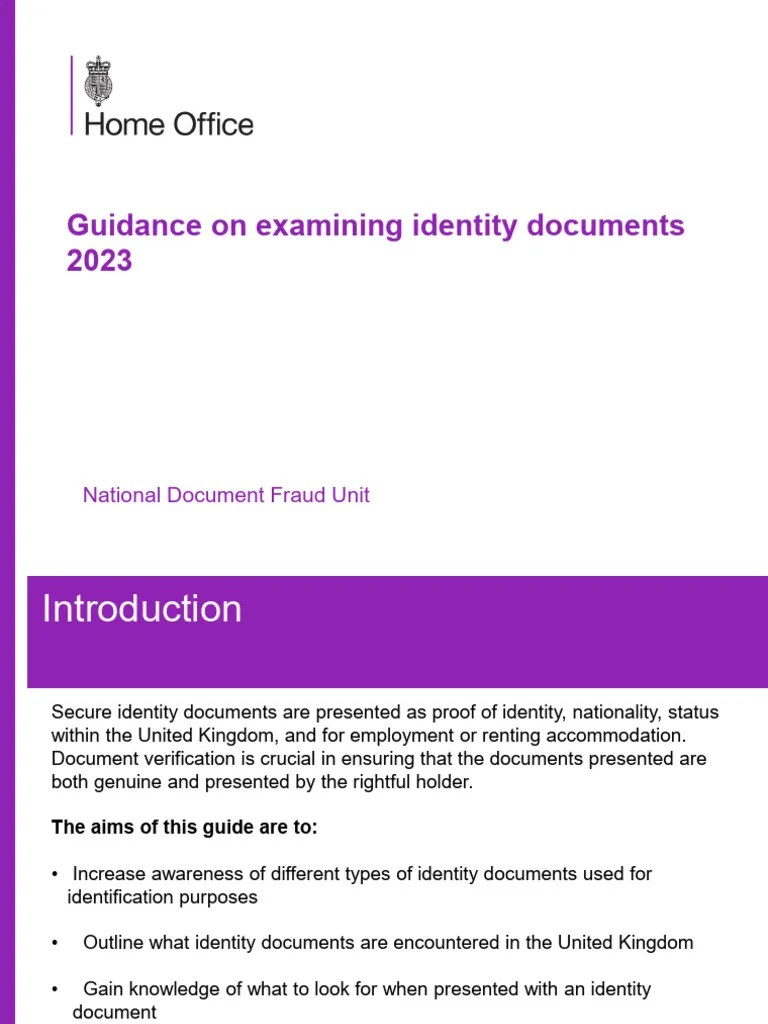 Guidance On Examining Identity Documents | PDF | Identity Document