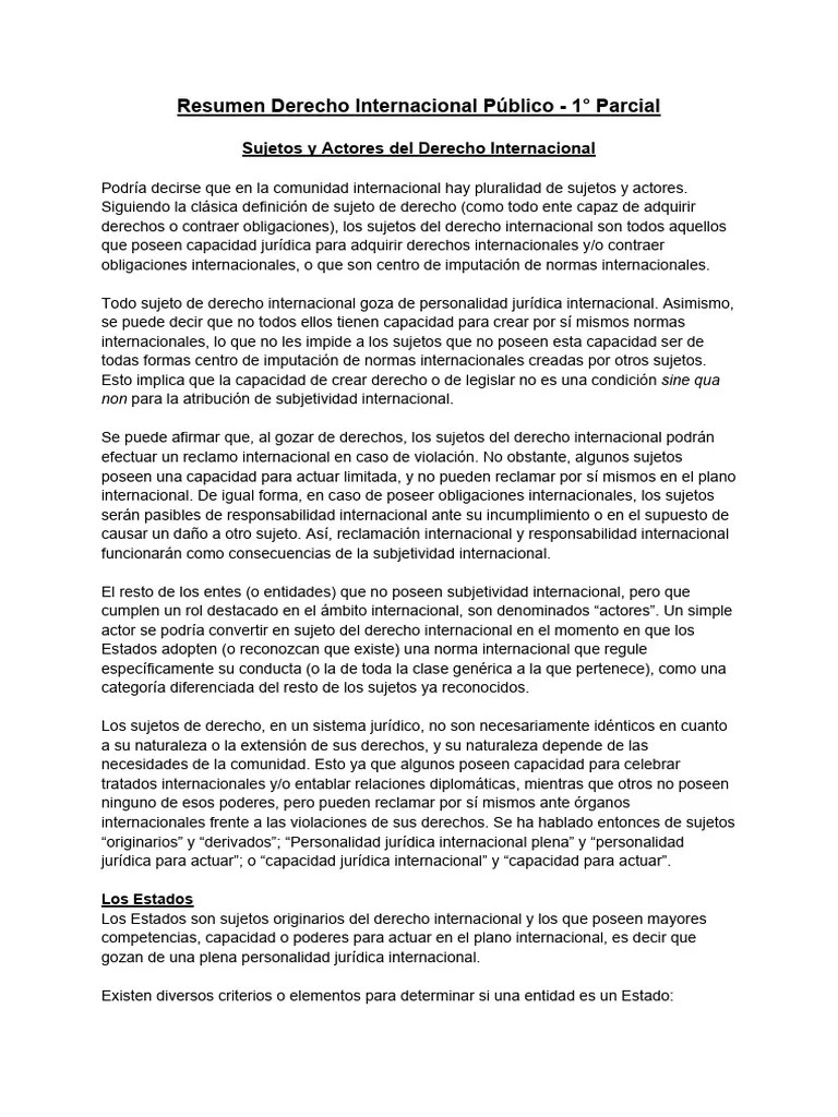 Resumen Derecho Internacional Público - 1° Parcial | PDF