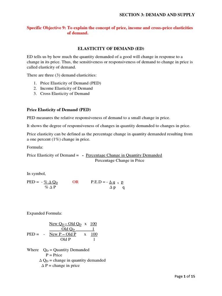 Section 3b Elasticity Of Demand & Supply | PDF | Demand | Price ...