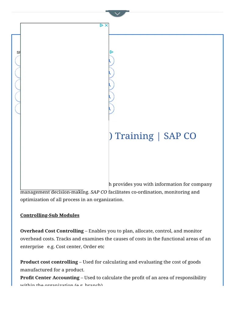 SAP Controlling (CO) Training SAP CO Module - SAP Training Tutorials ...