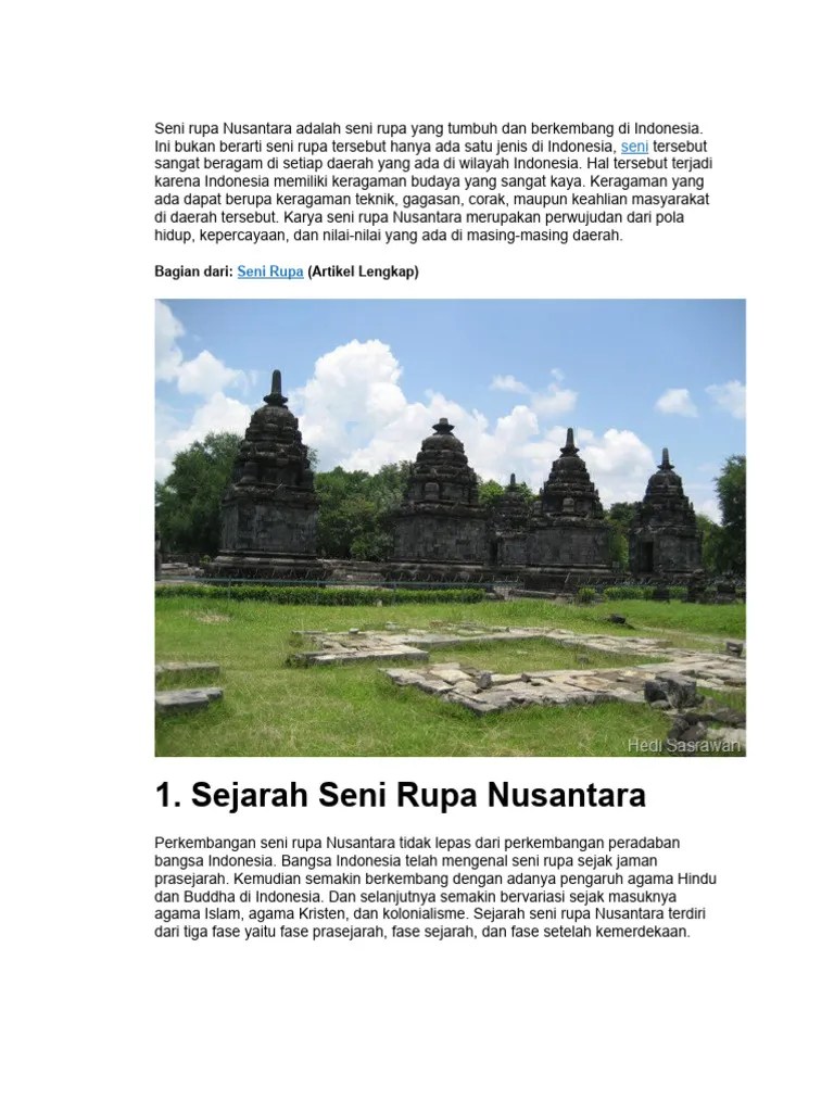Seni Rupa Nusantara Adalah Seni Rupa Yang Tumbuh Dan Berkembang Di Indonesia | PDF