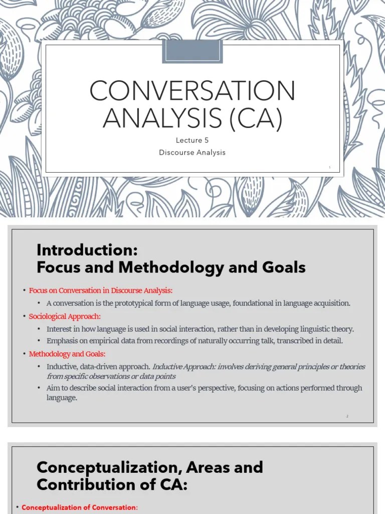 Lecture 5 Conversation Analysis | PDF | Methodology | Conversation