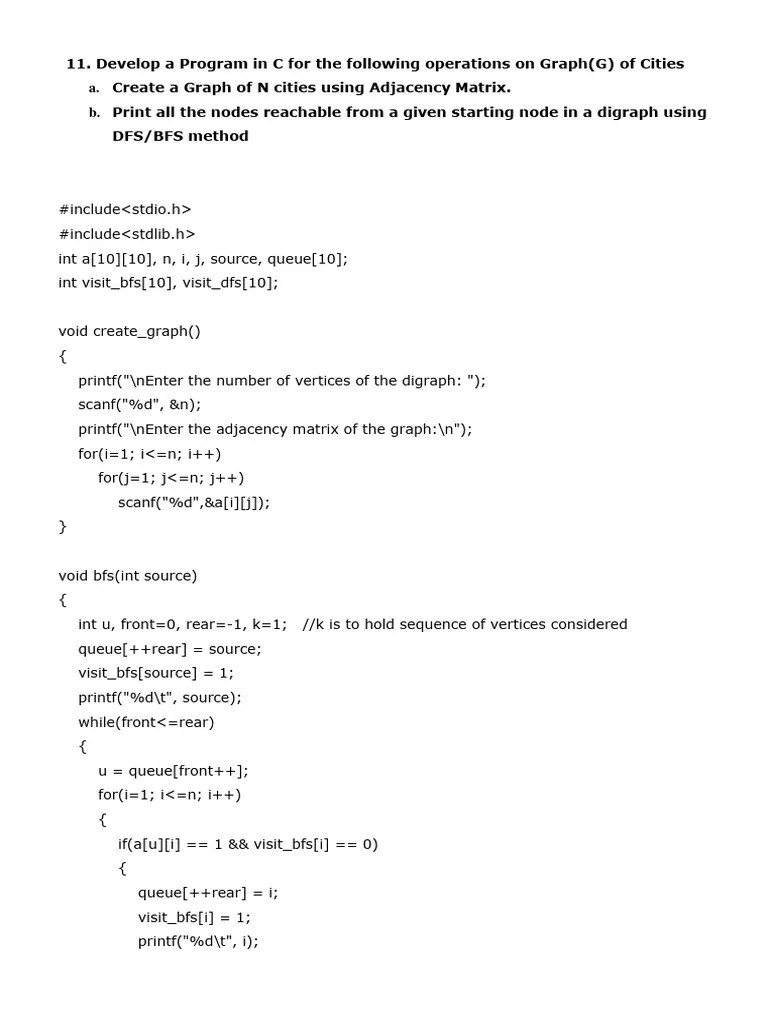 DFS And BFS On Graph | PDF | Computational Problems | Algorithms And ...