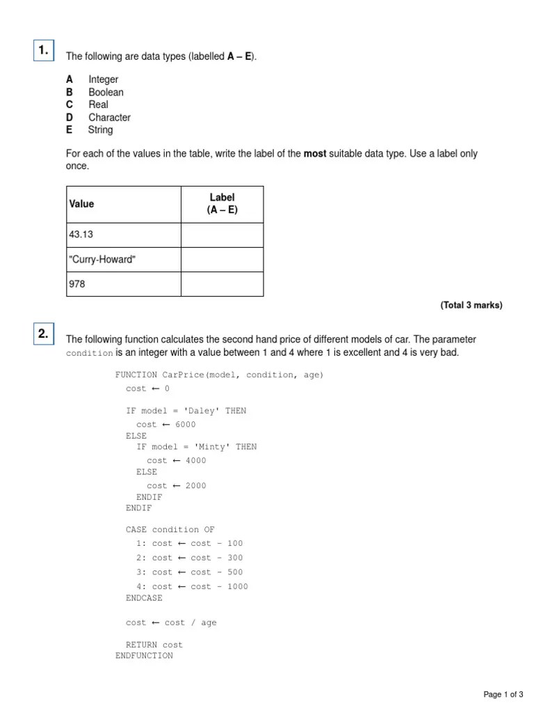 Data Types & Conversions (Qs) | PDF | Data Type | Boolean Data Type