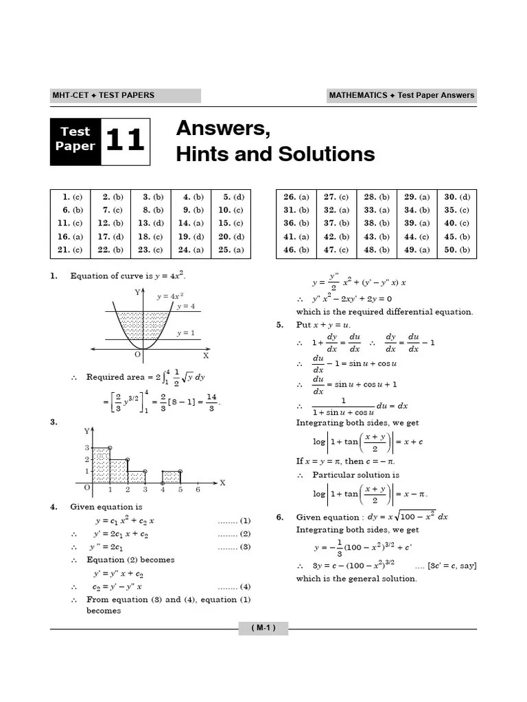 MHT-CET - Mathematics - TP 11 Hints | PDF | Differential Calculus ...