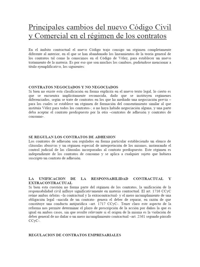 Principales Cambios Del Nuevo Código Civil Y Comercial En El Régimen De ...