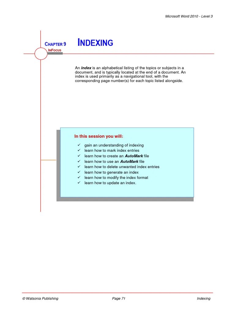09 Indexing | PDF | Computer File | Microsoft Word