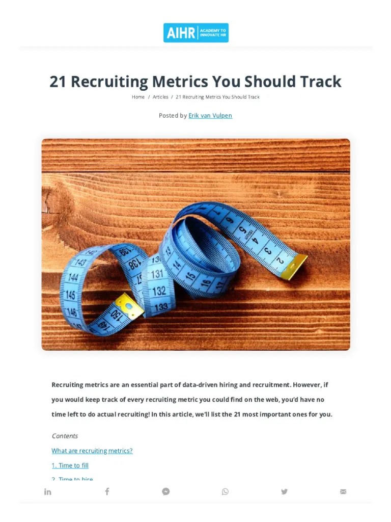 Key Recruiting Metrics Guide | PDF | Recruitment | Performance Indicator