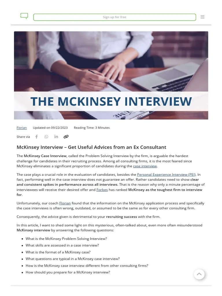McKinsey Case Interview | PDF | Mc Kinsey & Company | Interview