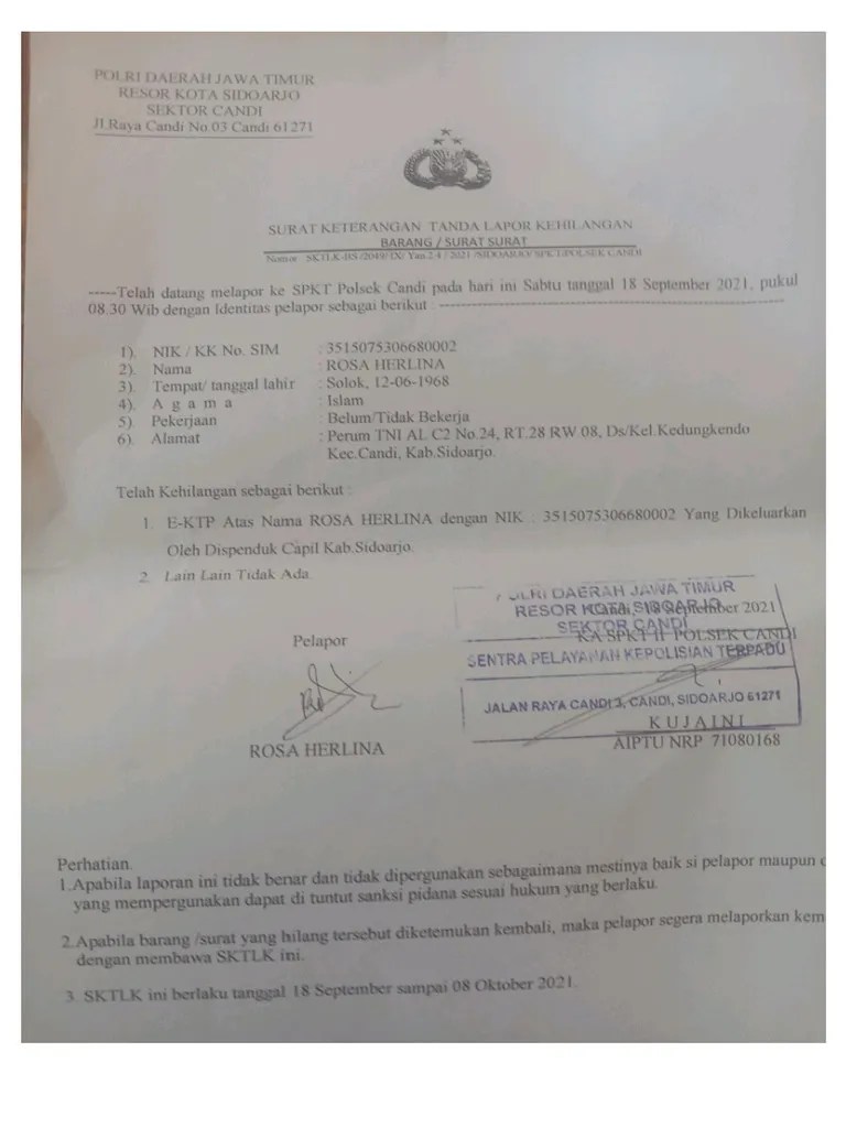 Surat Kehilangan | PDF