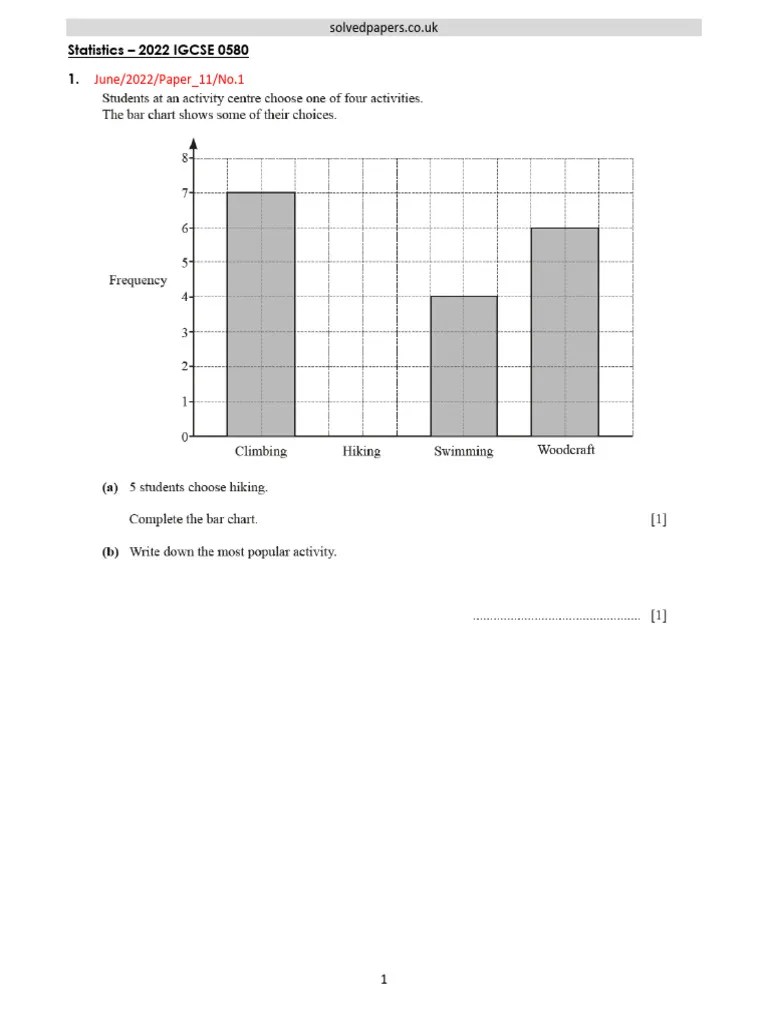 2022 Statistics IGCSE 0580 | PDF