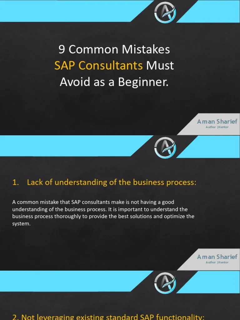 9 Common Mistakes SAP Consultant Must Avoid As A Beginner | PDF ...