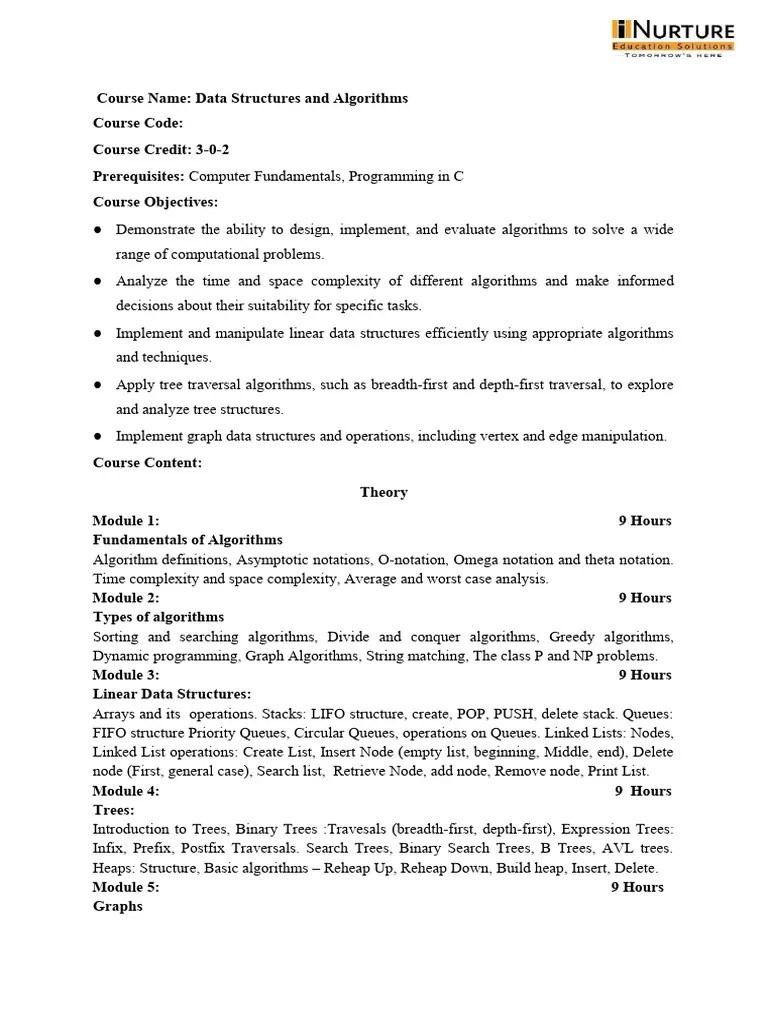 Data Structures And Algorithms | PDF | Algorithms | Algorithms And Data ...