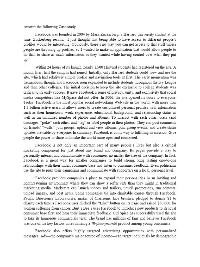 Case Study(Face Book) | PDF | Facebook | Social Networking Service
