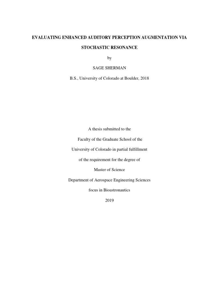 Evaluating Enhanced Auditory Perception Augmentation Via Stochast | PDF ...