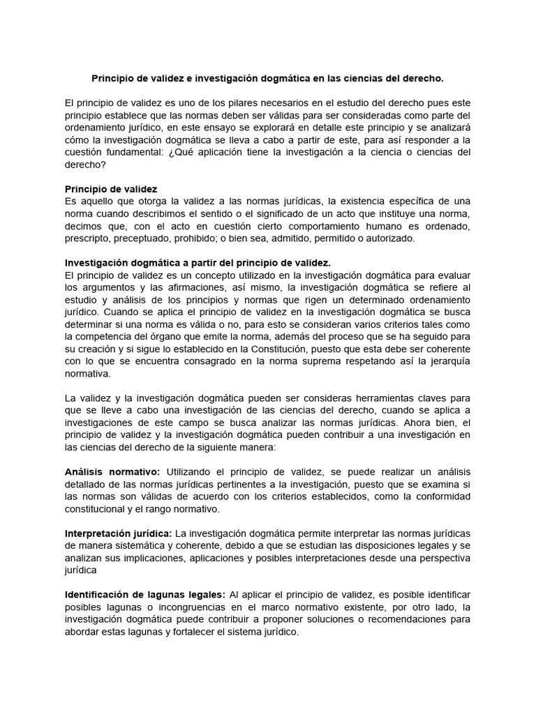 Principio De Validez E Investigación Dogmática En Las Ciencias Del ...